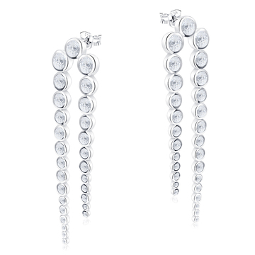 Charming CZ Circles Silver Stud Earring STS-5633